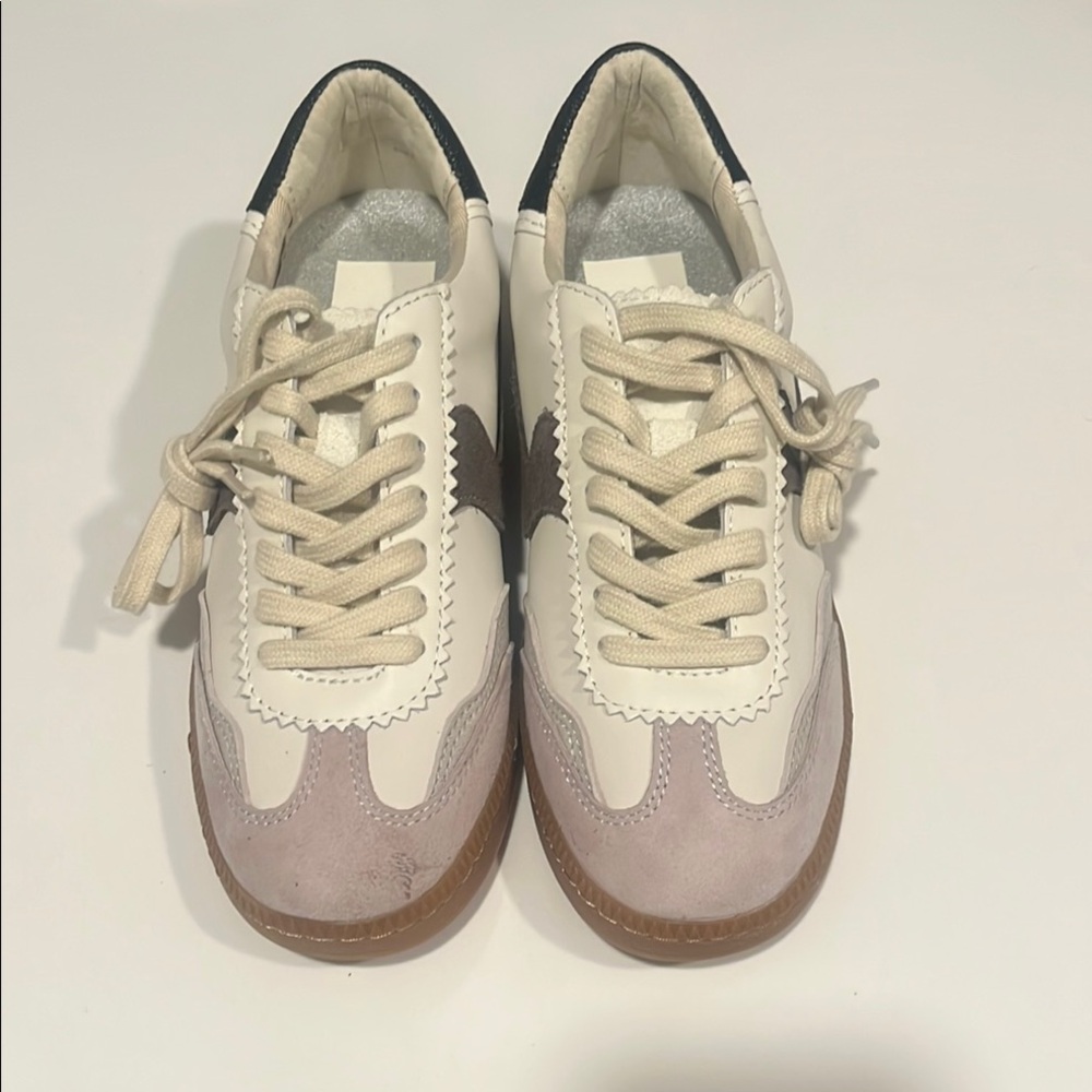 Dolce Vita Cream and Brown Sneakers with Retro Design